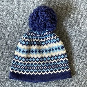 Vintage Wool Beanie with Pom Pom Wigwam Blue Multicolor Made in USA